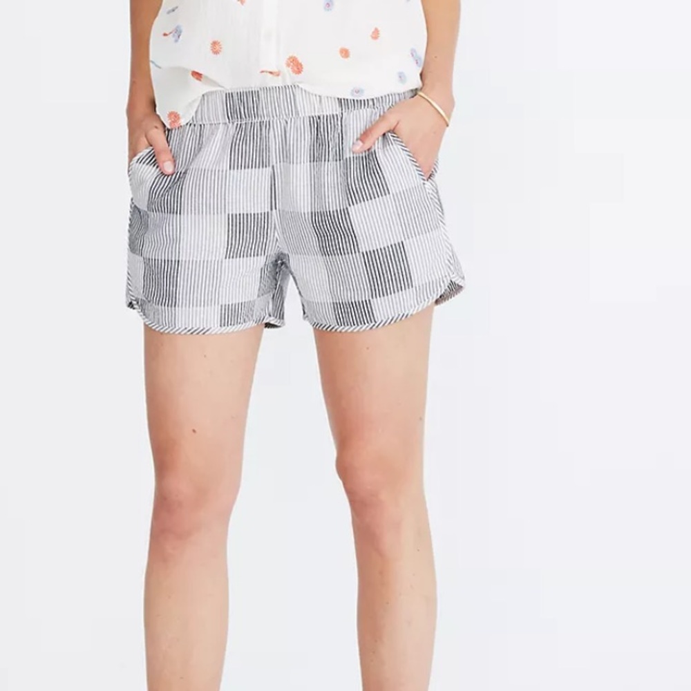 Madewell Pull-On Shorts in Striped Check